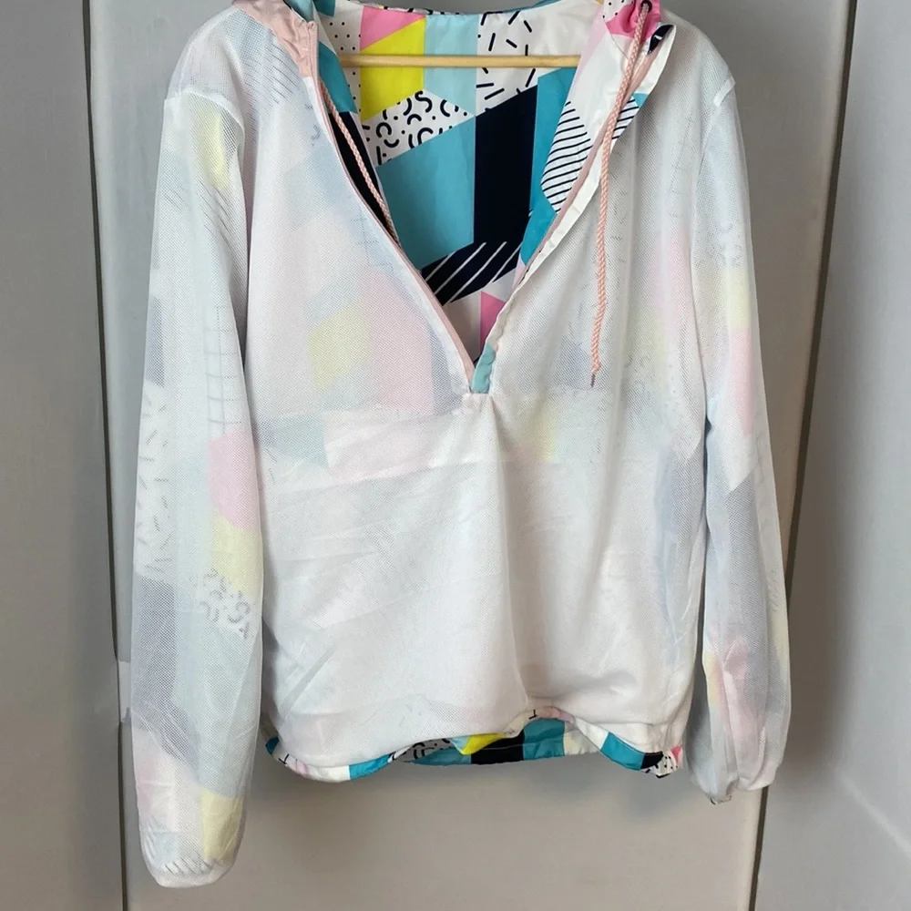 VTG Black Jack '99 USA 1/2 Zip Pullover Jacket Sz Medium Colorful Geometric - Picture 10 of 12